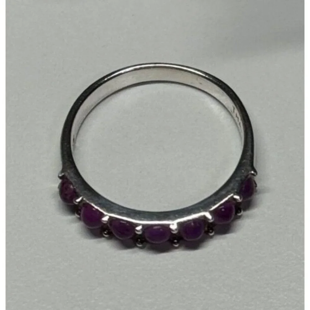 925 STERLING SILVER PURPLE AGATE RING SIZE 6